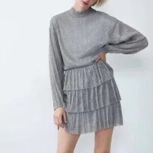 Zara Silve Metallic mini dress